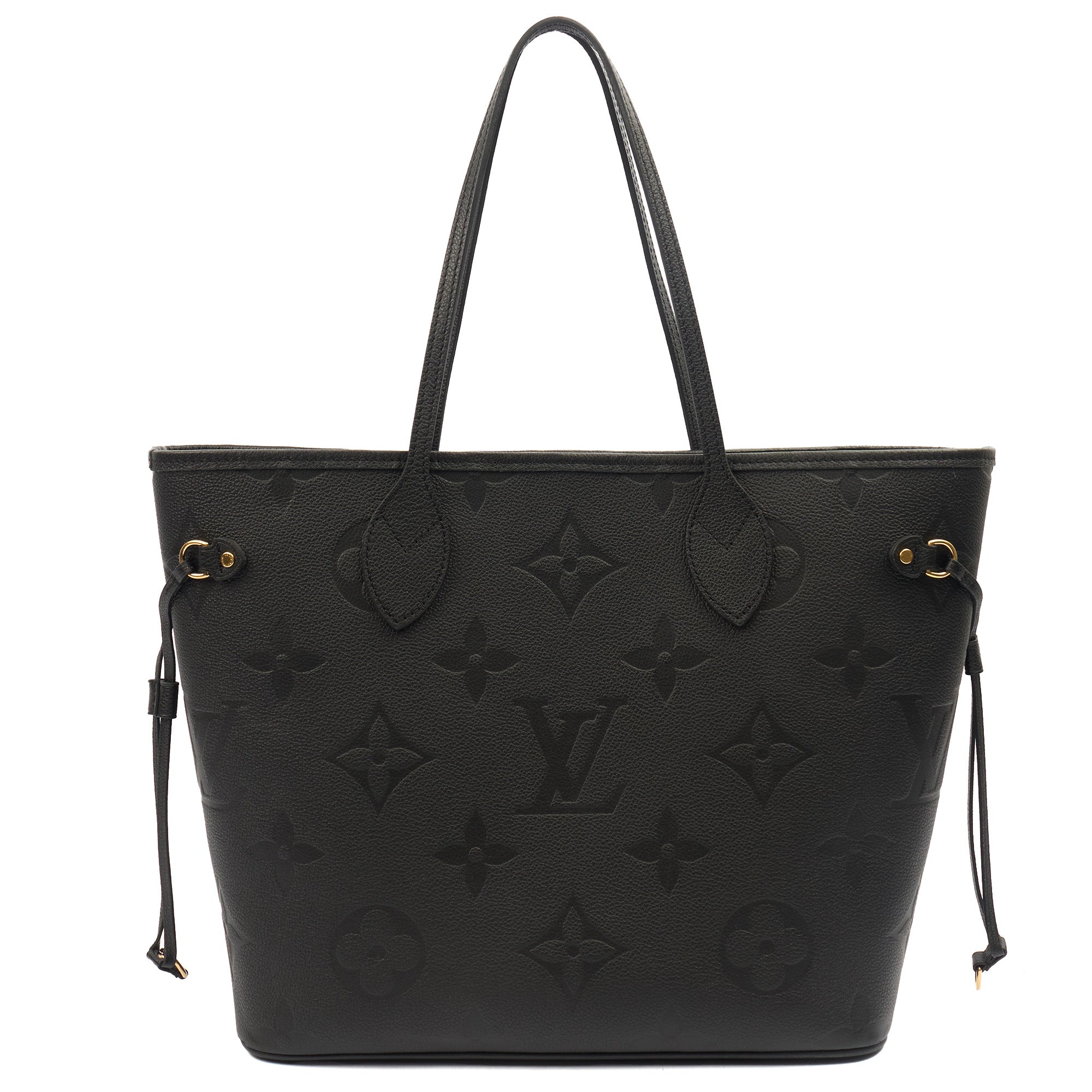 Louis Vuitton Tote Neverfull MM in Black, Empreinte Leather — Front View