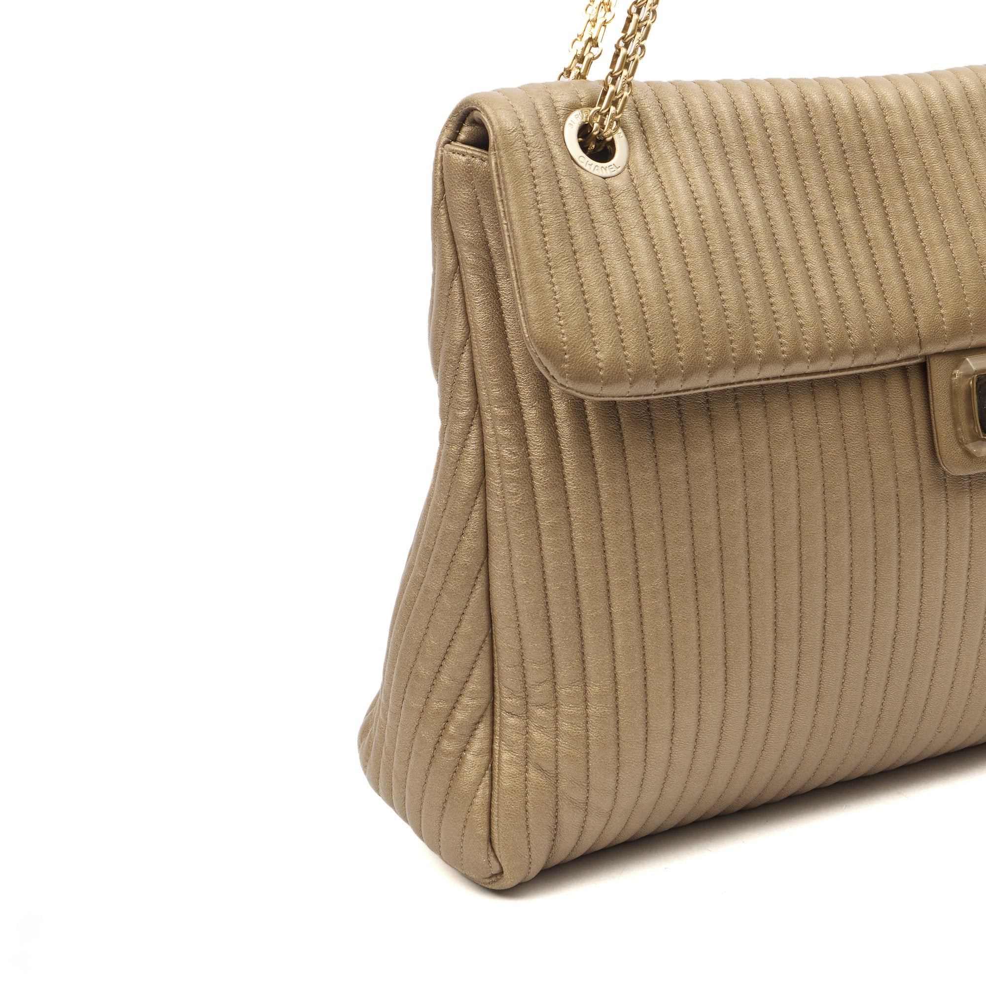 Chanel Shoulder Bag Shoulder Bag in Metallic, Calfskin Leather — Alternate View 8