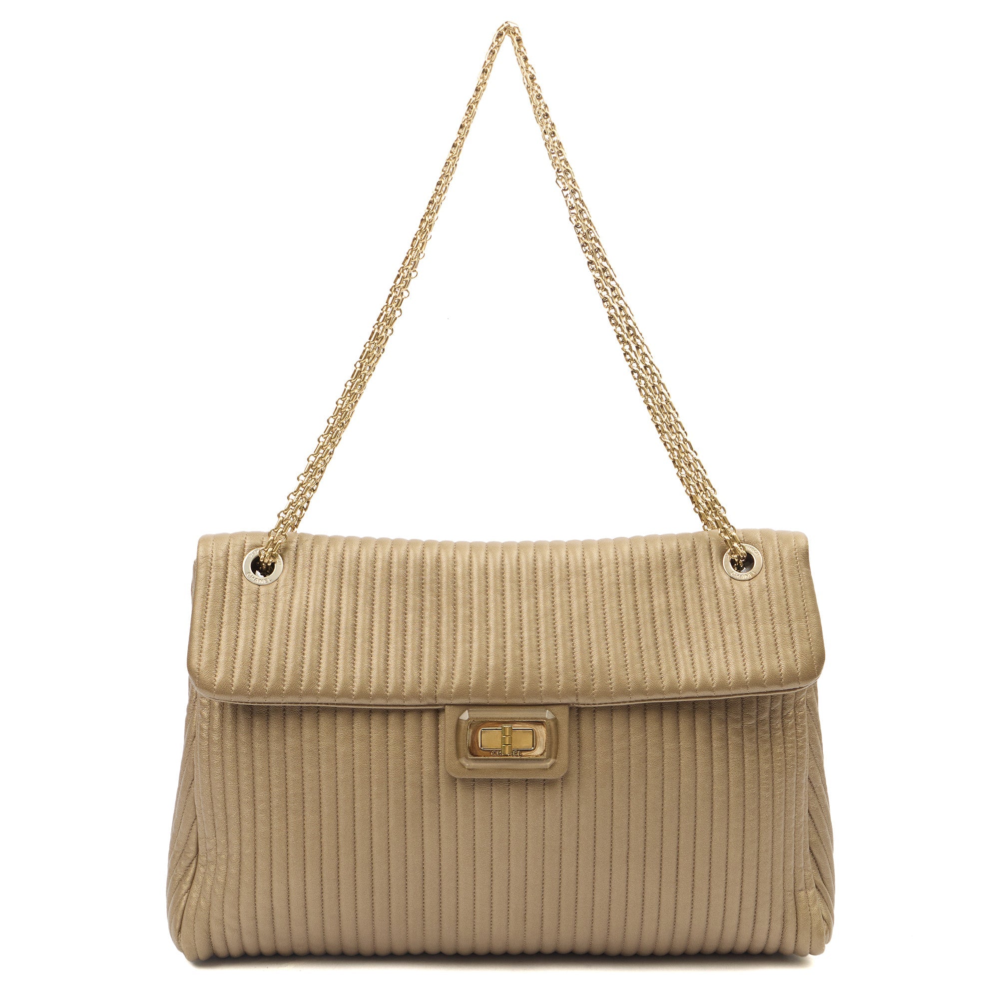 Chanel Shoulder Bag Shoulder Bag in Metallic, Calfskin Leather — Lifestyle View