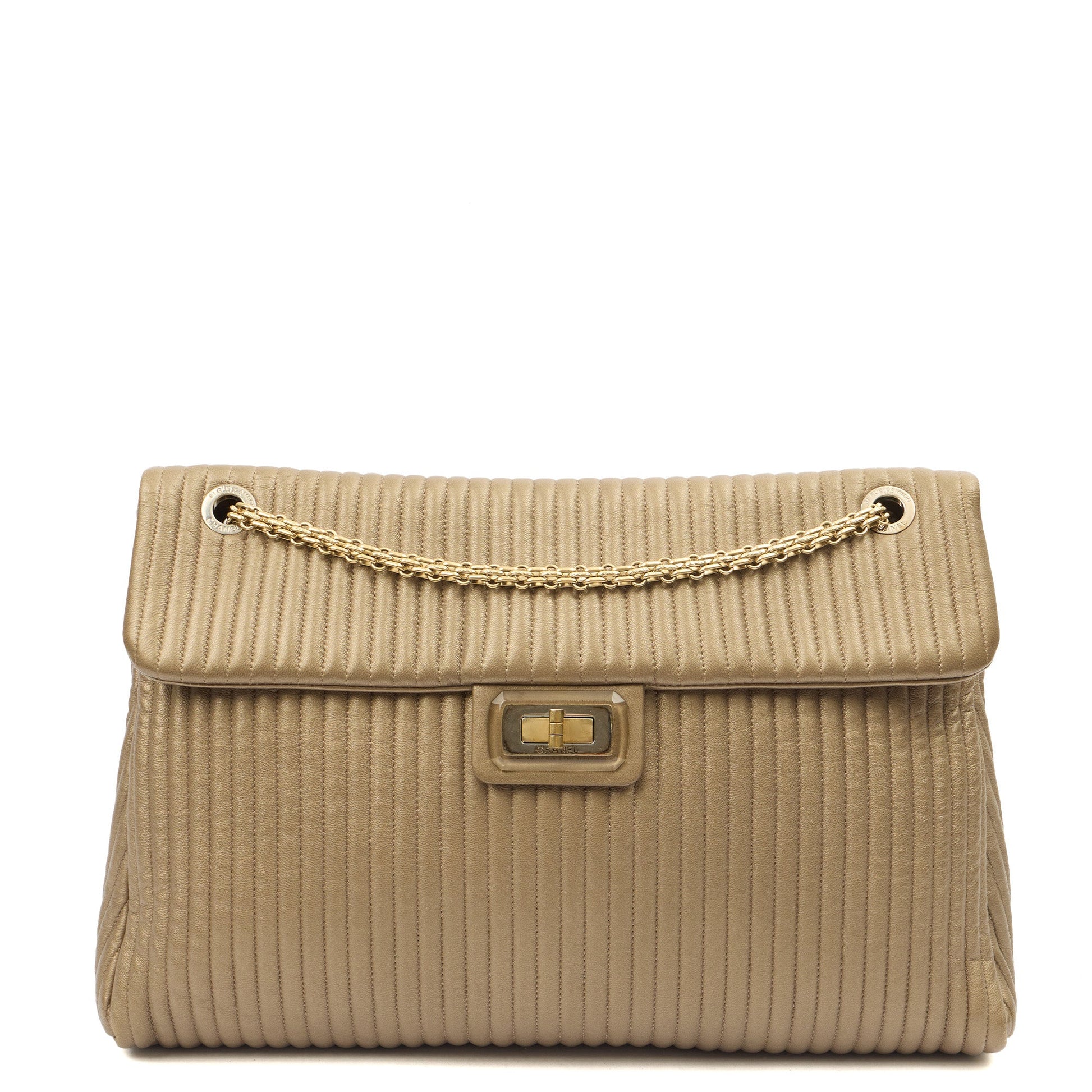 Chanel Shoulder Bag Shoulder Bag in Metallic, Calfskin Leather — Front View