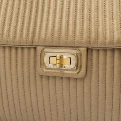 Chanel Shoulder Bag Shoulder Bag in Metallic, Calfskin Leather — Side View
