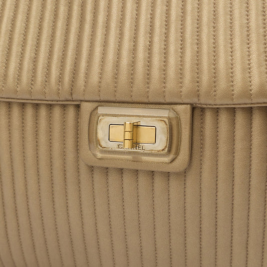 Chanel Shoulder Bag Shoulder Bag in Metallic, Calfskin Leather — Side View