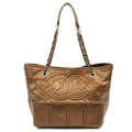 Chanel Tote in Metallic, Crinkled Calfskin Leather — Front View
