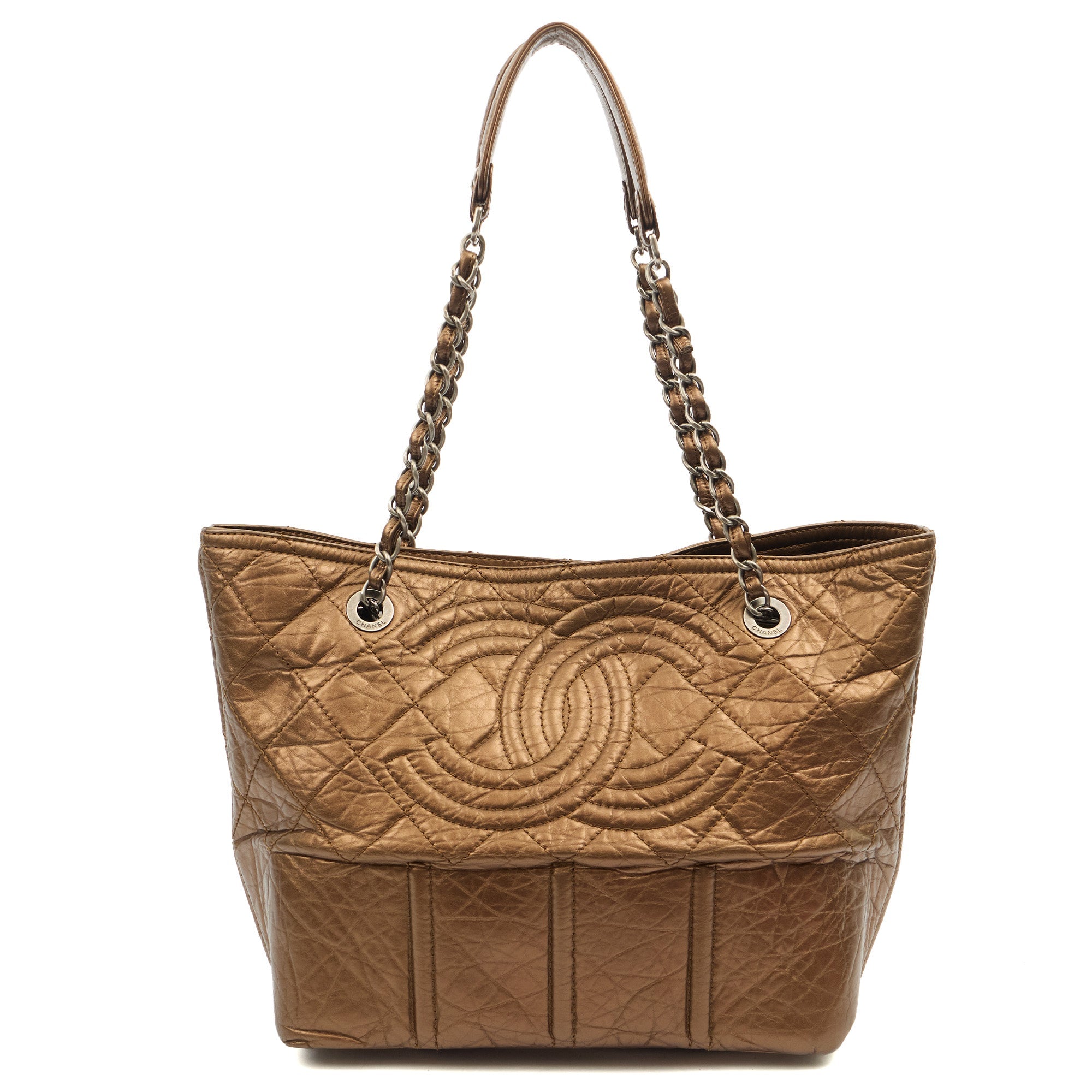 Chanel Tote in Metallic, Crinkled Calfskin Leather — Alternate View 10