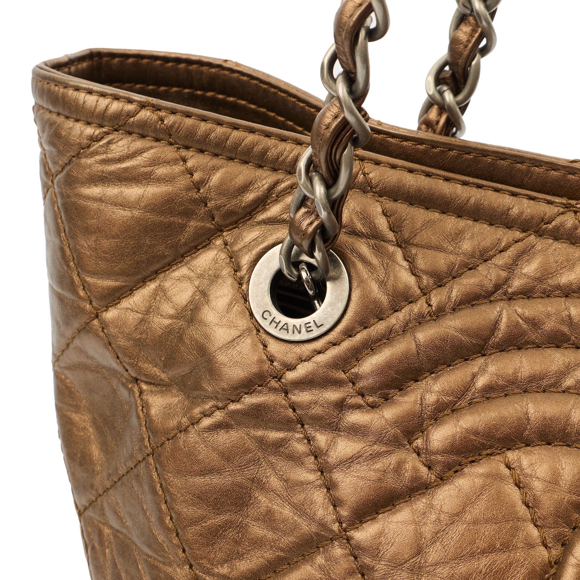 Chanel Tote in Metallic, Crinkled Calfskin Leather — Lifestyle View