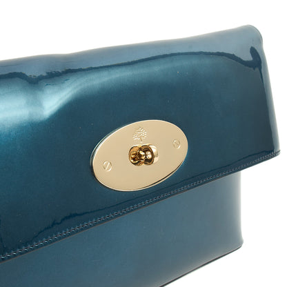 Mulberry Clutch Postman's Lock Pouch in Blue, Patent Leather — Lifestyle View
