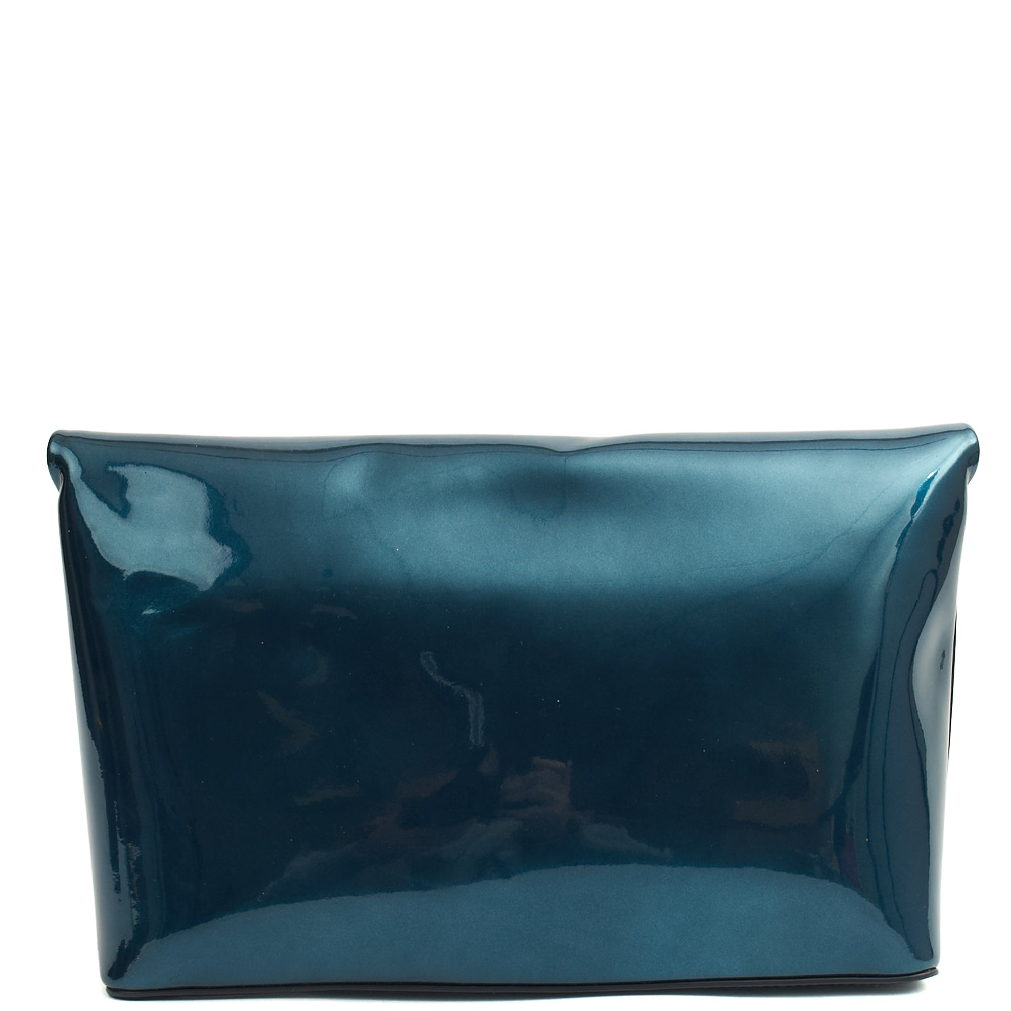 Mulberry Clutch Postman's Lock Pouch in Blue, Patent Leather — Back View
