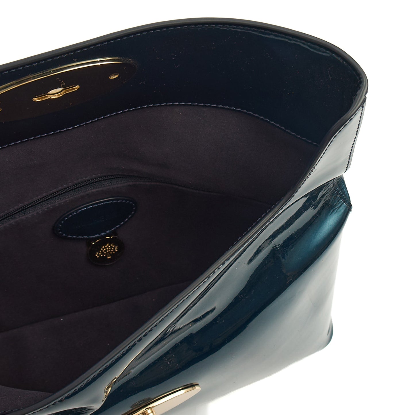 Mulberry Clutch Postman's Lock Pouch in Blue, Patent Leather — Detail View