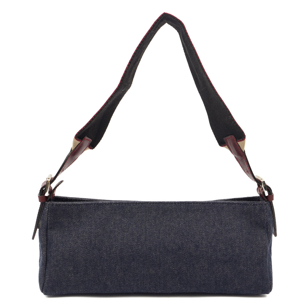 Burberry Shoulder Bag Shoulder Bag in Blue, Fabric — Back View
