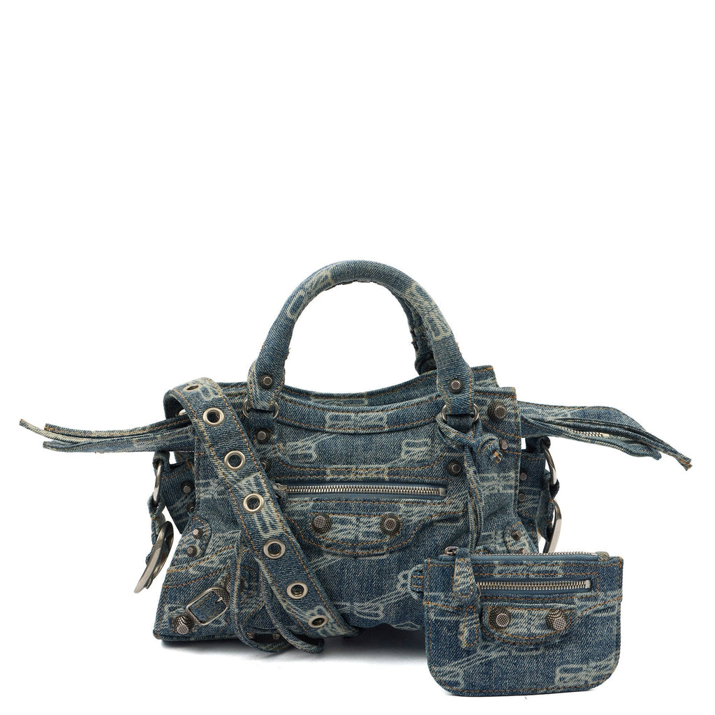 Balenciaga Mini Bag Neo Cagole XS in Blue, Canvas — Front View