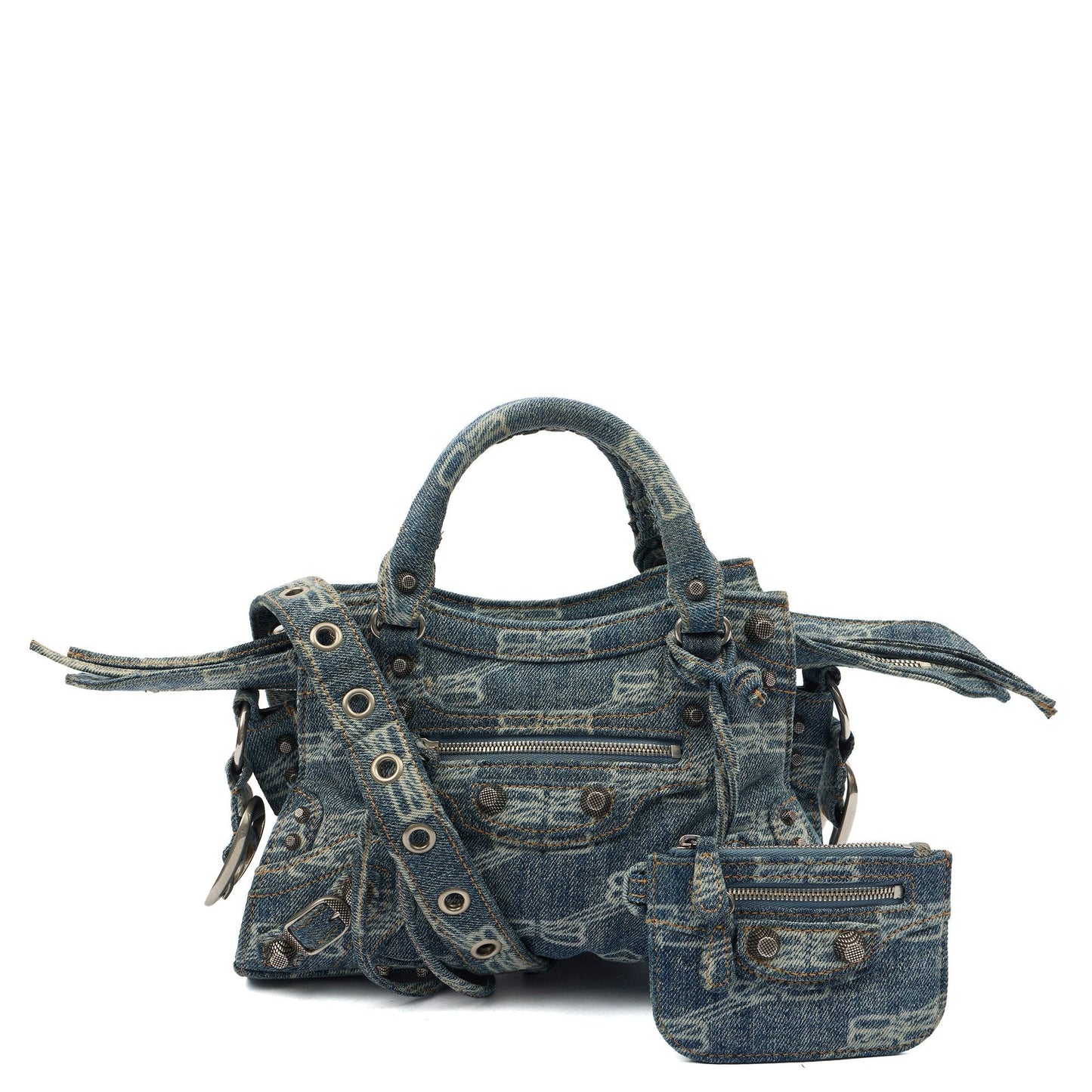 Balenciaga Mini Bag Neo Cagole XS in Blue, Canvas — Front View