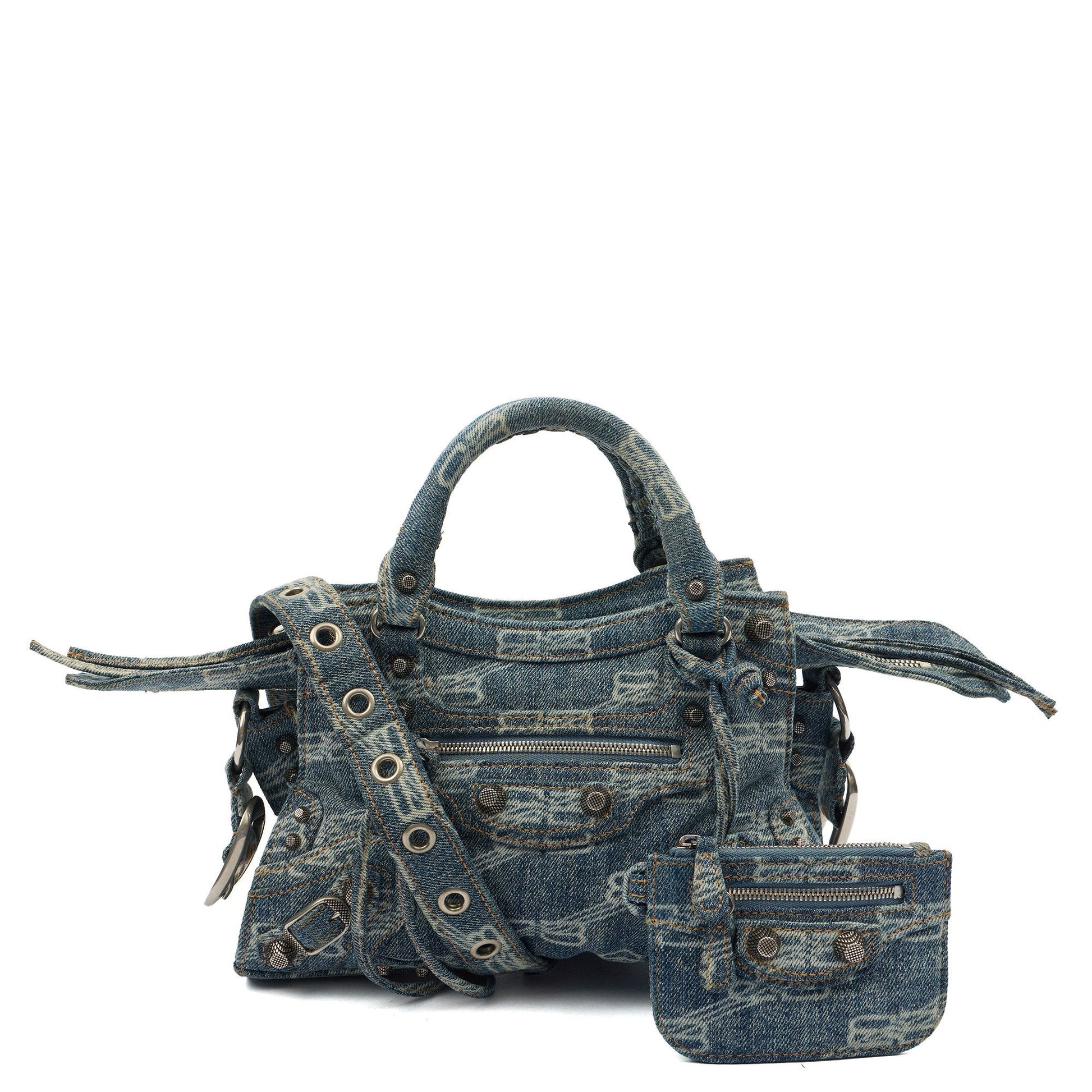 Balenciaga Mini Bag Neo Cagole XS in Blue, Canvas — Front View