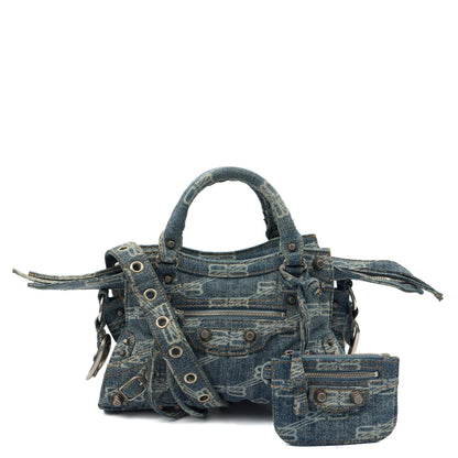 Balenciaga Mini Bag Neo Cagole XS in Blue, Canvas — Front View