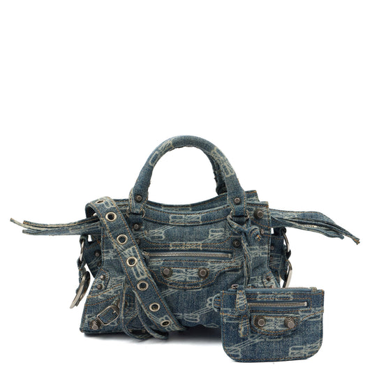 Balenciaga Mini Bag Neo Cagole XS in Blue, Canvas — Front View