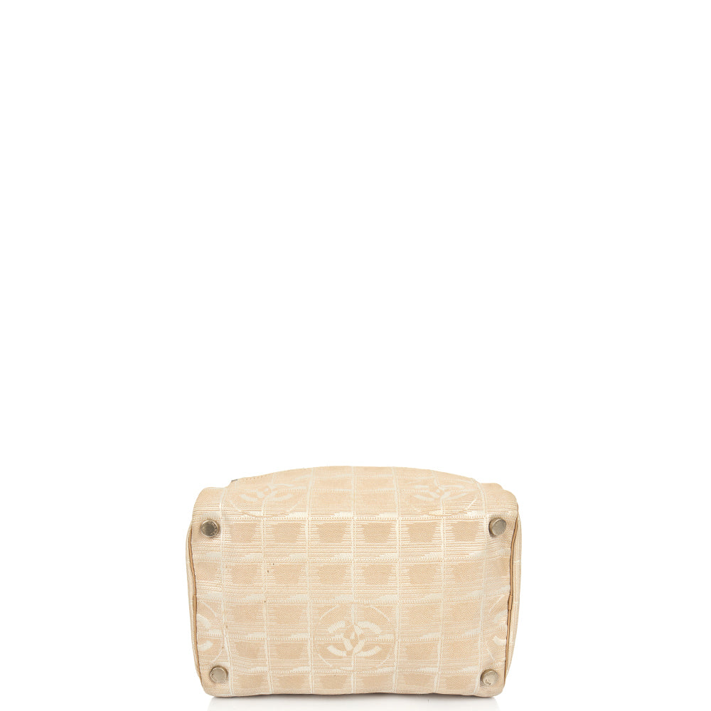 Chanel Mini Bag Travel Ligne Bowler in Neutral, Fabric — Detail View