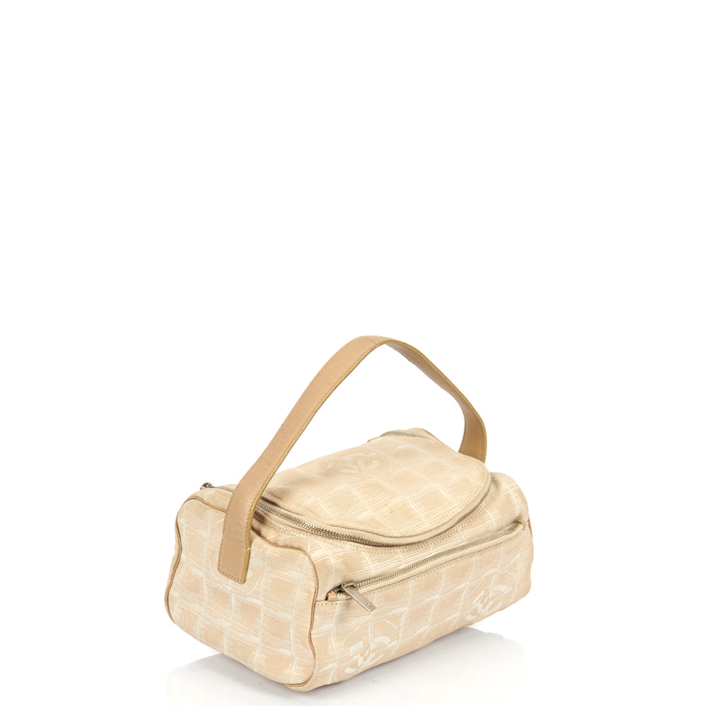 Chanel Mini Bag Travel Ligne Bowler in Neutral, Fabric — Side View