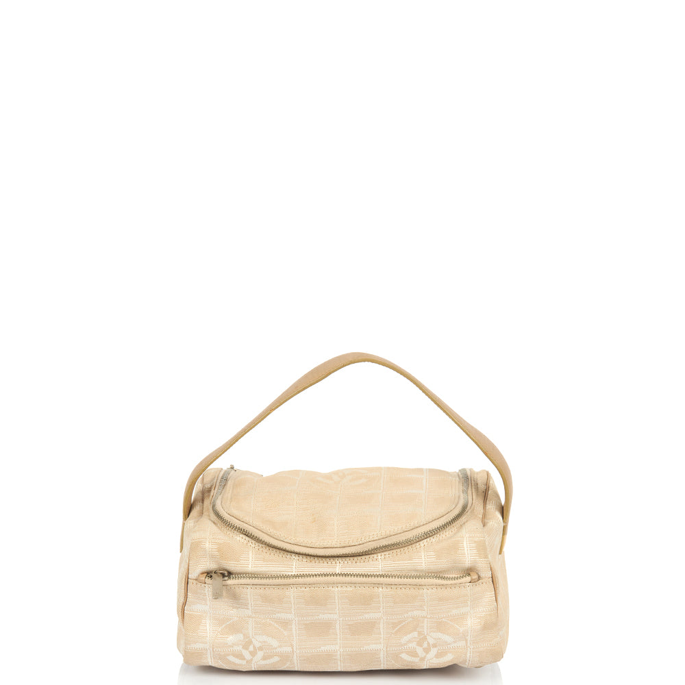 Chanel Mini Bag Travel Ligne Bowler in Neutral, Fabric — Front View