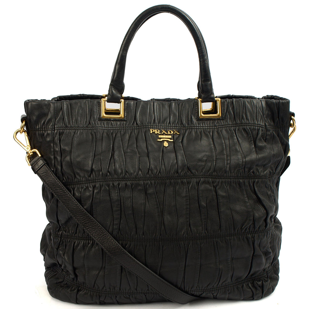 Prada Tote Tote in Black, Leather — Front View