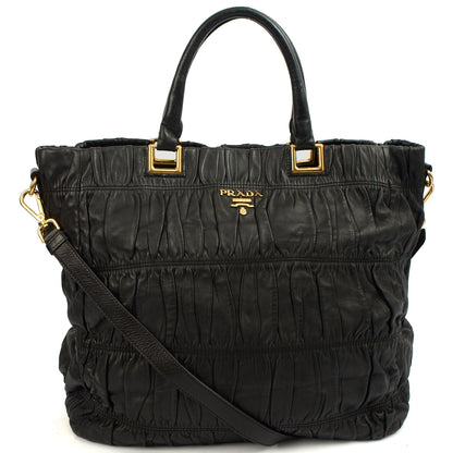 Prada Tote Tote in Black, Leather — Front View