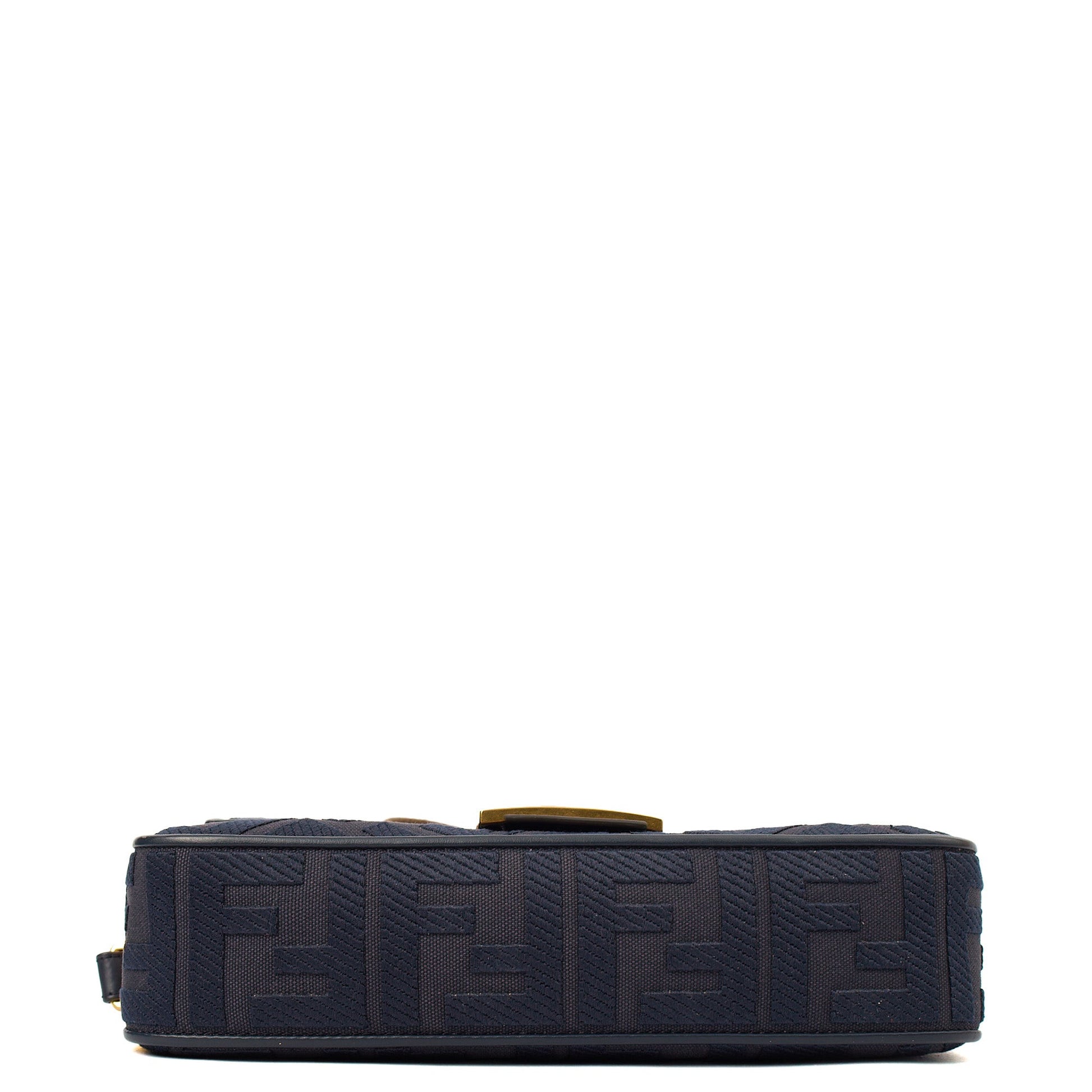 Fendi Cross Body Baguette in Navy Zucca Canvas — Detail View