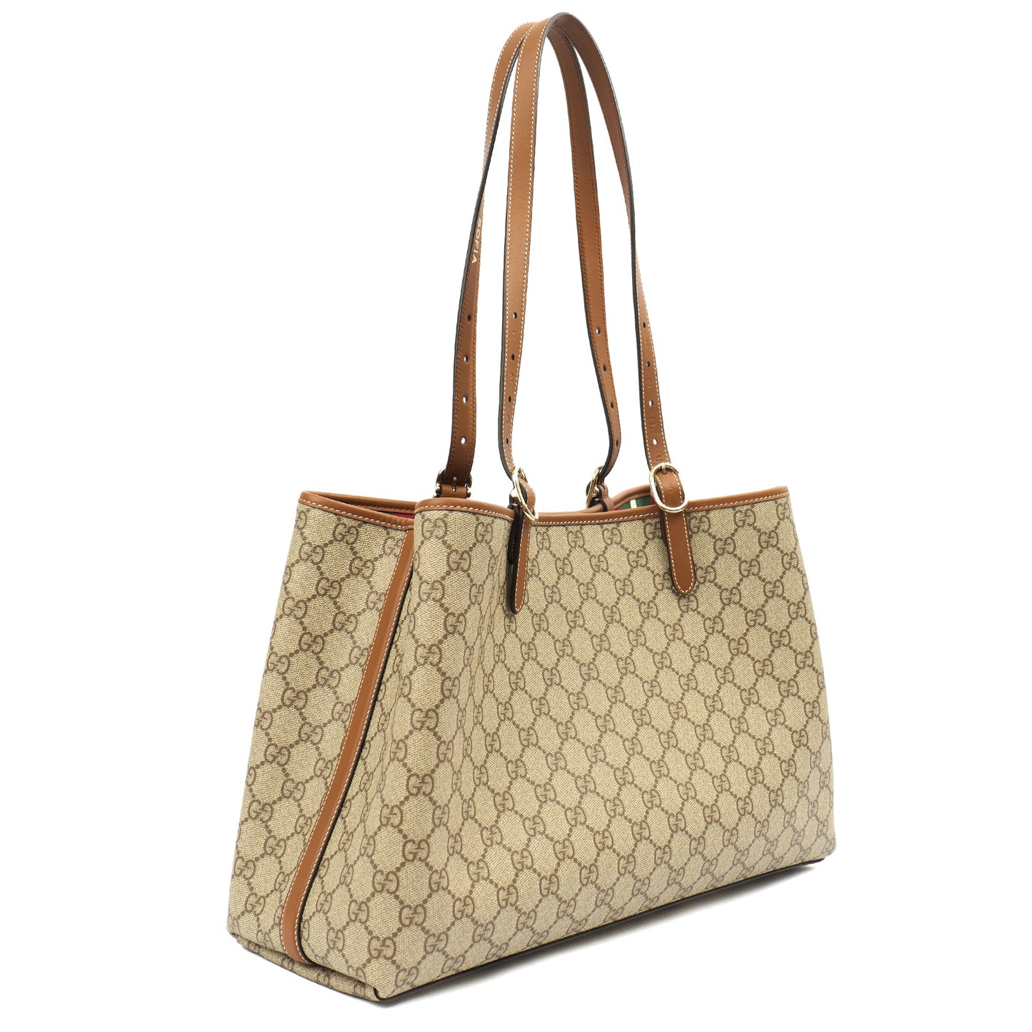 Gucci Tote GG Emblem Bag in GG Canvas — Back View