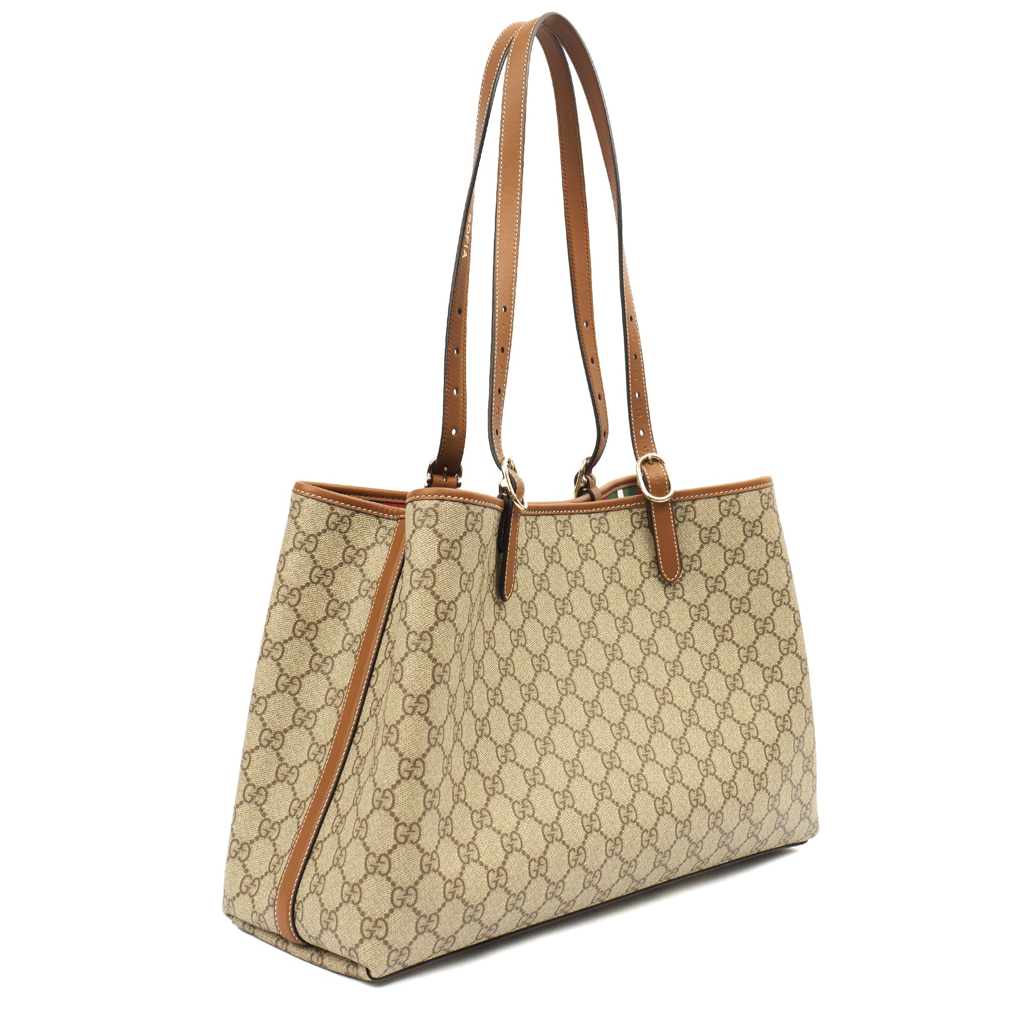 Gucci Tote GG Emblem Bag in GG Canvas — Back View