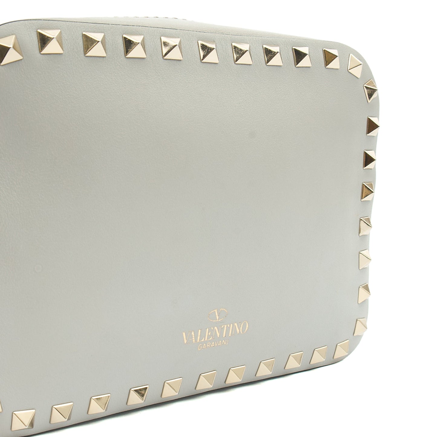 Valentino Cross Body Rockstud Crossbody Bag - Small in Grey, Leather — Lifestyle View