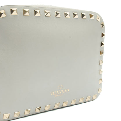 Valentino Cross Body Rockstud Crossbody Bag - Small in Grey, Leather — Lifestyle View