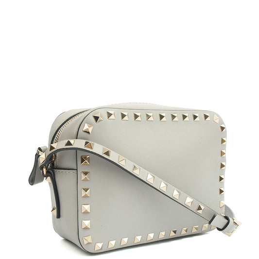 Valentino Cross Body Rockstud Crossbody Bag - Small in Grey, Leather — Side View