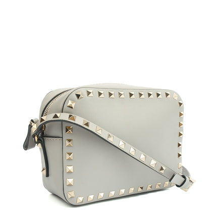Valentino Cross Body Rockstud Crossbody Bag - Small in Grey, Leather — Alternate View 14
