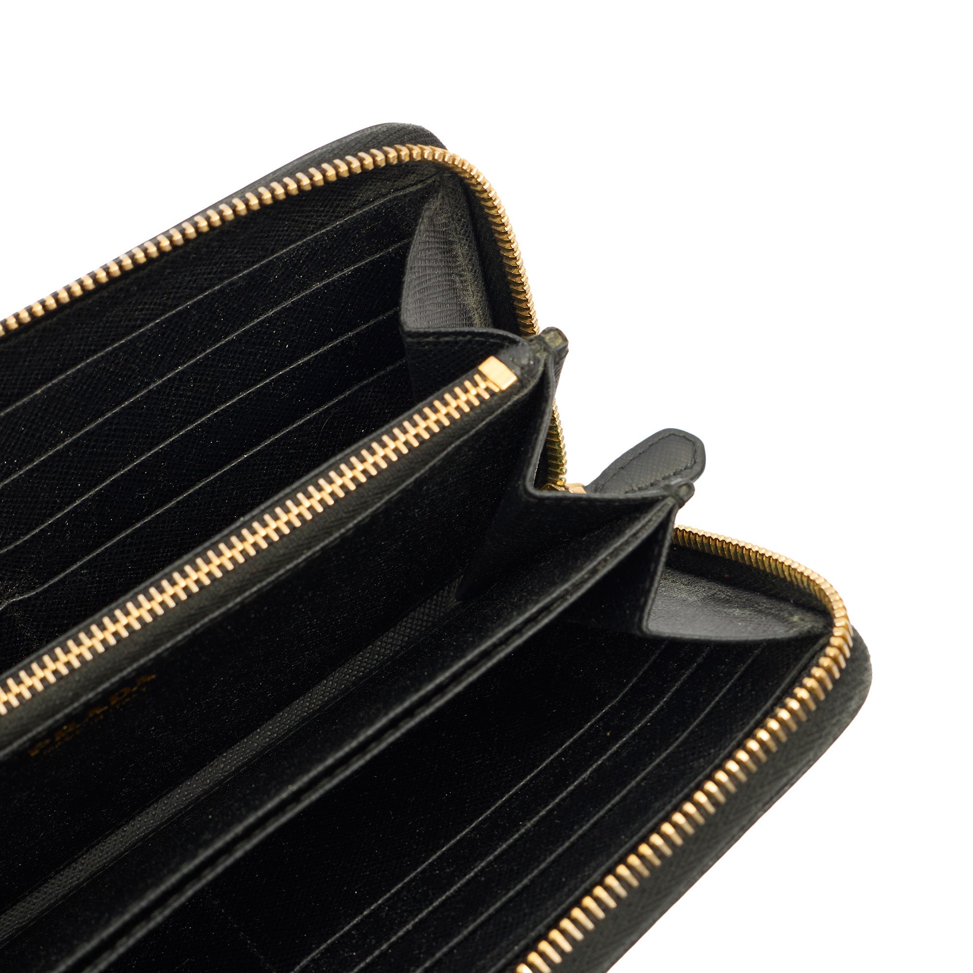 Prada Purse Wallet in Black, Calfskin — Detail View