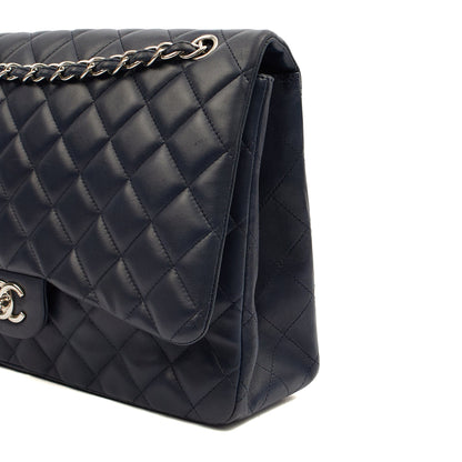 Chanel Shoulder Bag Classic Single Flap - Maxi in Blue, Lambskin Leather CTR — Alternate View 14