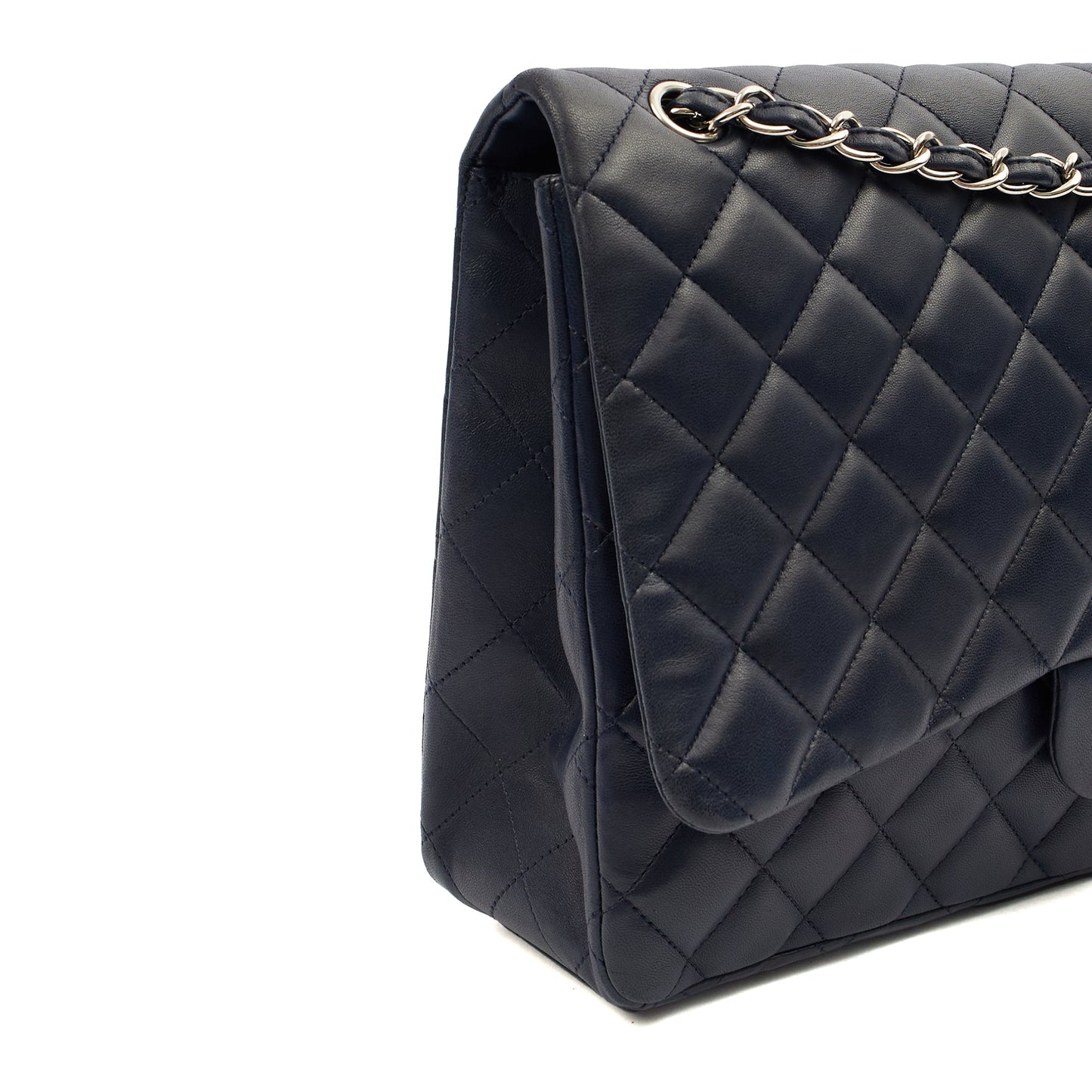 Chanel Shoulder Bag Classic Single Flap - Maxi in Blue, Lambskin Leather CTR — Alternate View 16