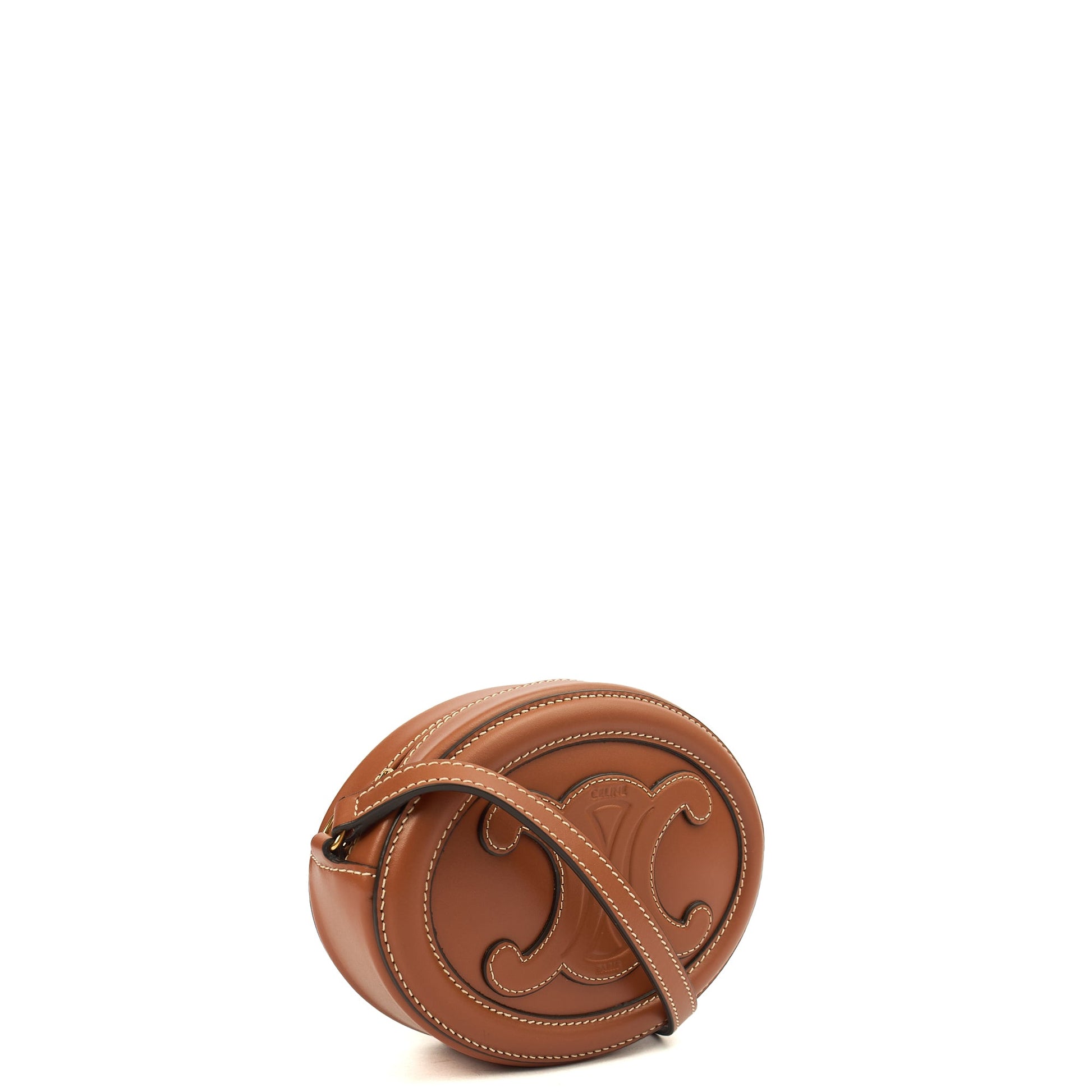 Celine Cross Body Triomphe Oval Crossbody in Brown, Box Calfskin — Alternate View 16