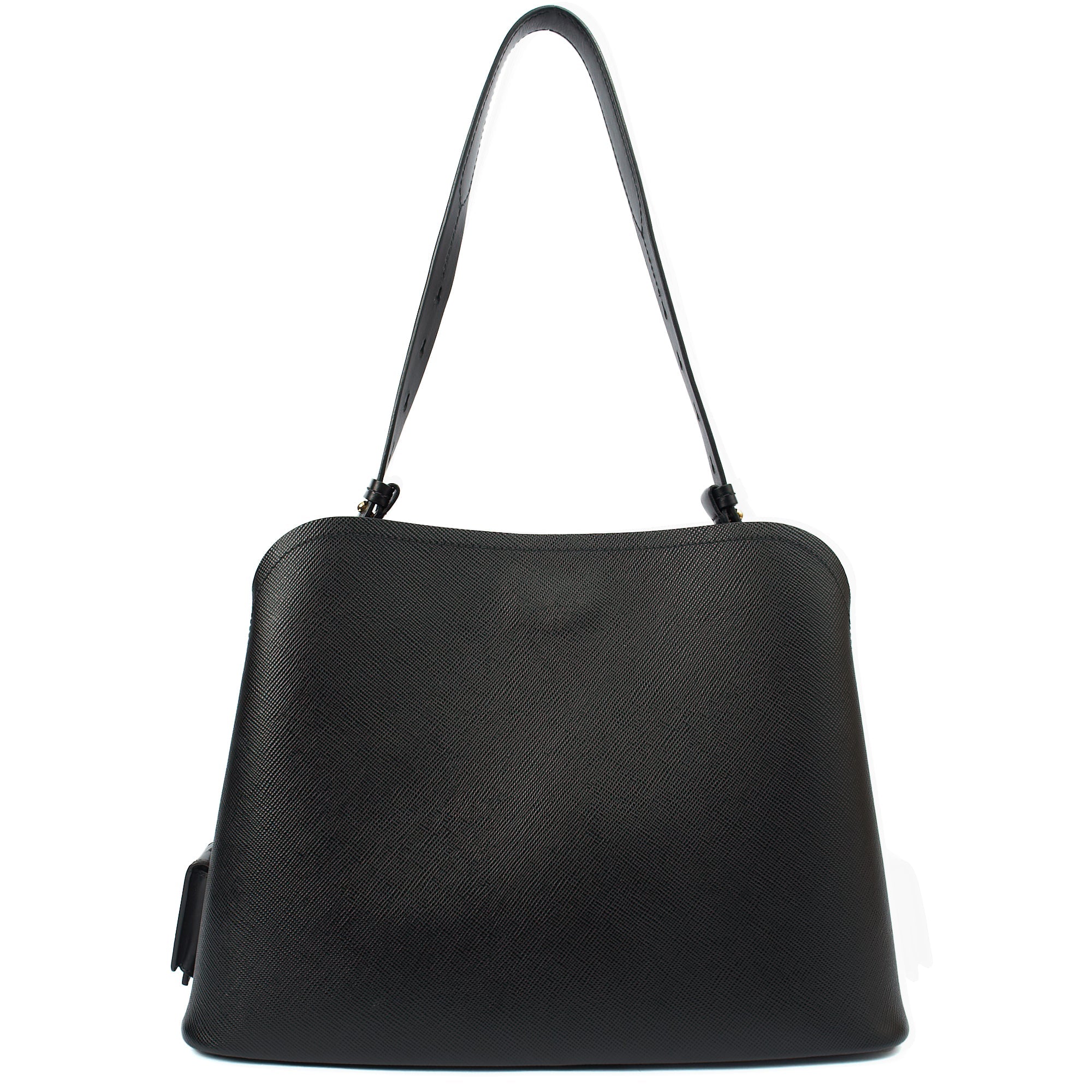 Prada Tote Lux Tote in Black, Saffiano Leather — Back View