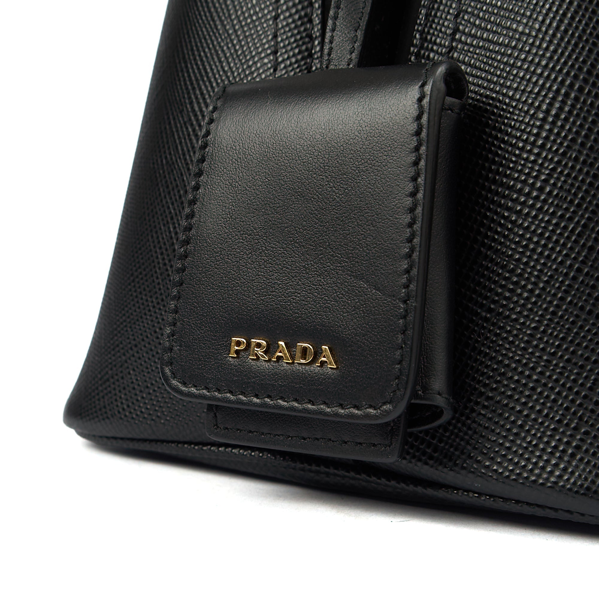 Prada Tote Lux Tote in Black, Saffiano Leather — Top View