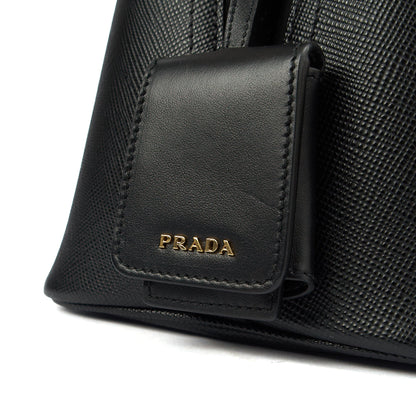 Prada Tote Lux Tote in Black, Saffiano Leather — Top View