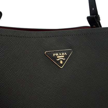 Prada Tote Lux Tote in Black, Saffiano Leather — Detail View