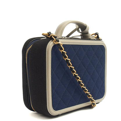 Chanel Shoulder Bag CC Filigree Vanity Case in Blue, Fabric — Alternate View 10