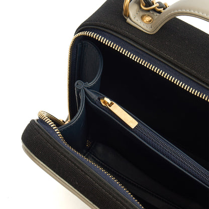 Chanel Shoulder Bag CC Filigree Vanity Case in Blue, Fabric — Alternate View 24