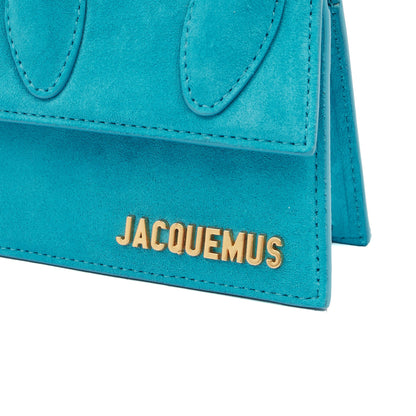 Jacquemus Cross Body Le Chiquito in Blue, Suede — Lifestyle View