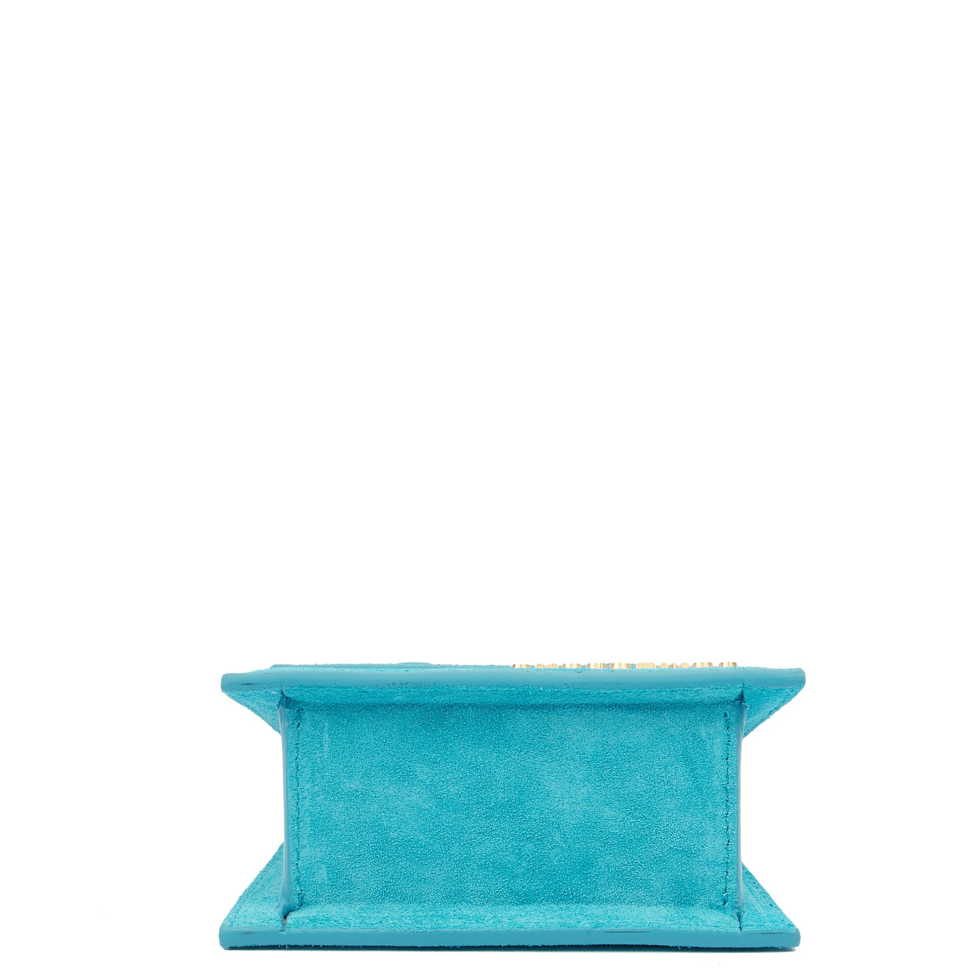 Jacquemus Cross Body Le Chiquito in Blue, Suede — Top View