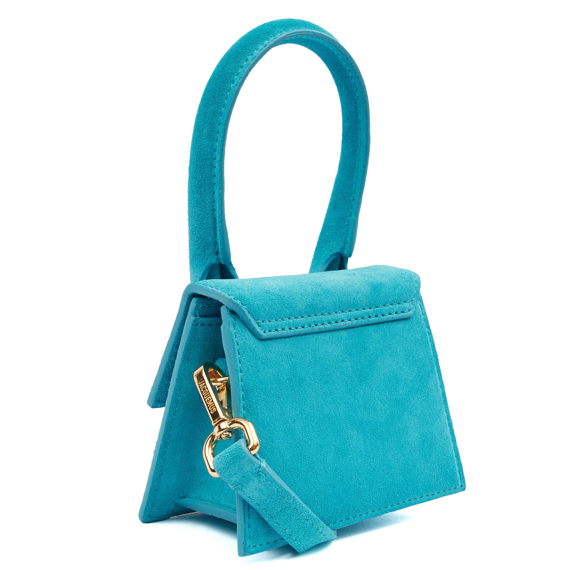 Jacquemus Cross Body Le Chiquito in Blue, Suede — Side View