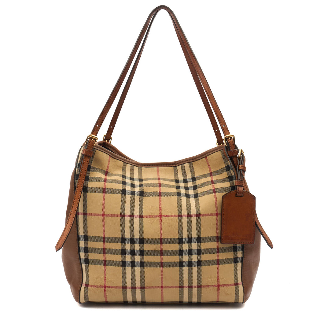 Burberry Tote Tote in Brown, Fabric — Front View
