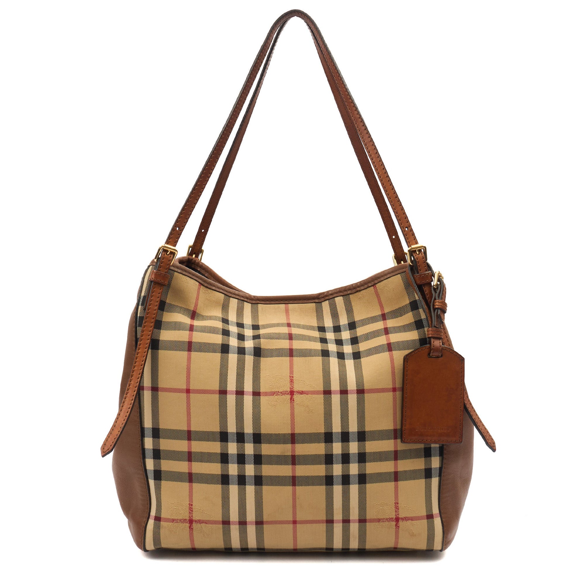 Burberry Tote Tote in Brown, Fabric — Front View