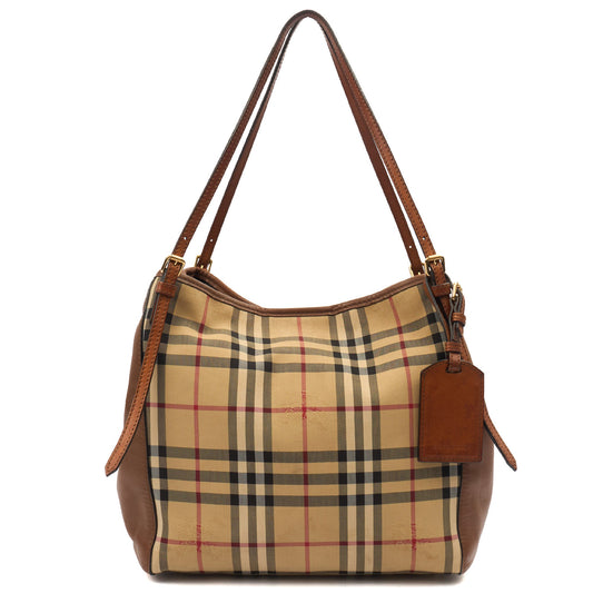 Burberry Tote Tote in Brown, Fabric — Front View