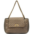Chanel Tote Gabrielle Flap Bag in Grey, Glazed Calfskin — Front View