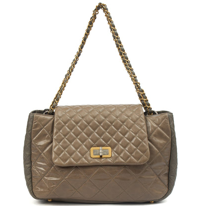 Chanel Tote Gabrielle Flap Bag in Grey, Glazed Calfskin — Front View