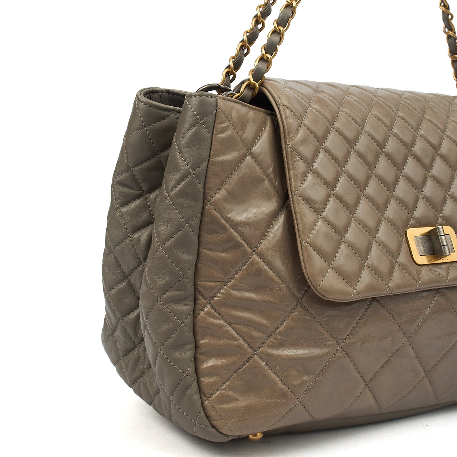 Chanel Tote Gabrielle Flap Bag in Grey, Glazed Calfskin — Alternate View 7