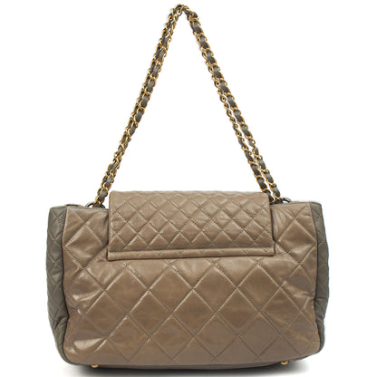 Chanel Tote Gabrielle Flap Bag in Grey, Glazed Calfskin — Back View